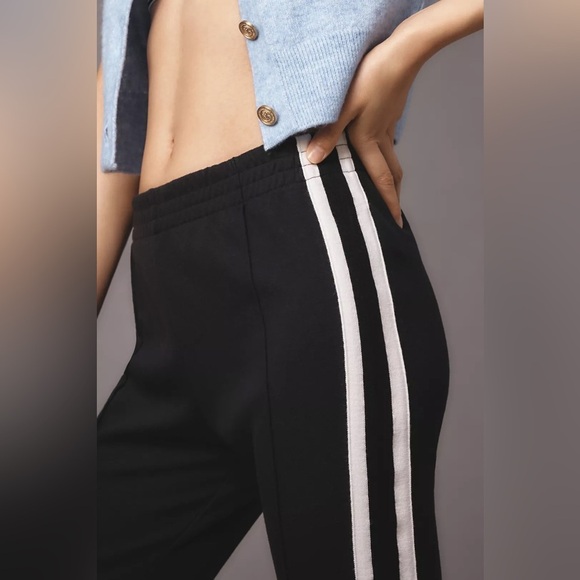 NWT! Anthropologie Black/White Maeve Pull-On Track Pants  🕸️ 🕶️ - Picture 4 of 9
